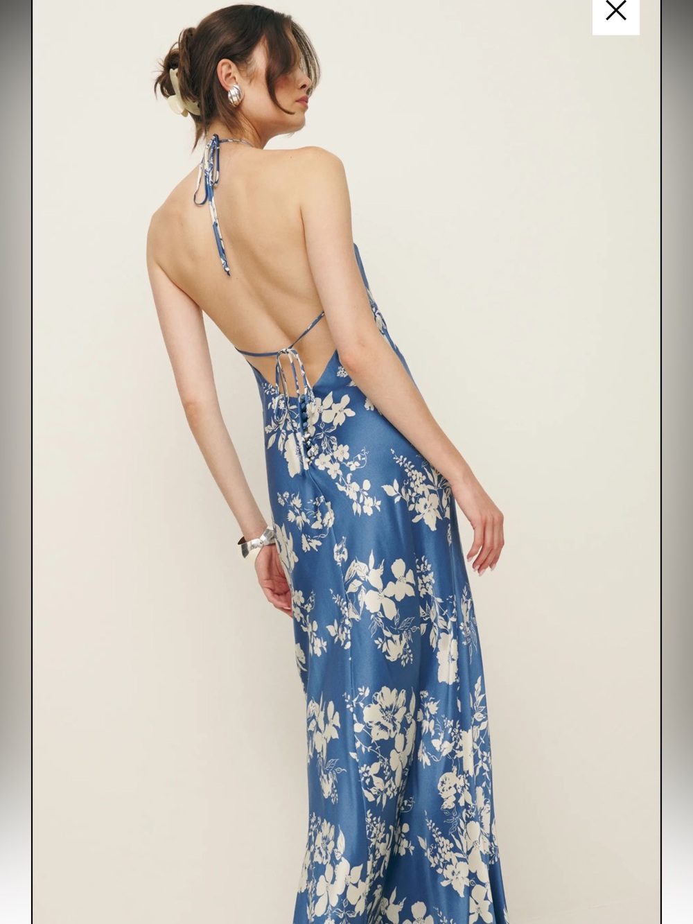Blue Floral Silk Reformation Jeany Dress